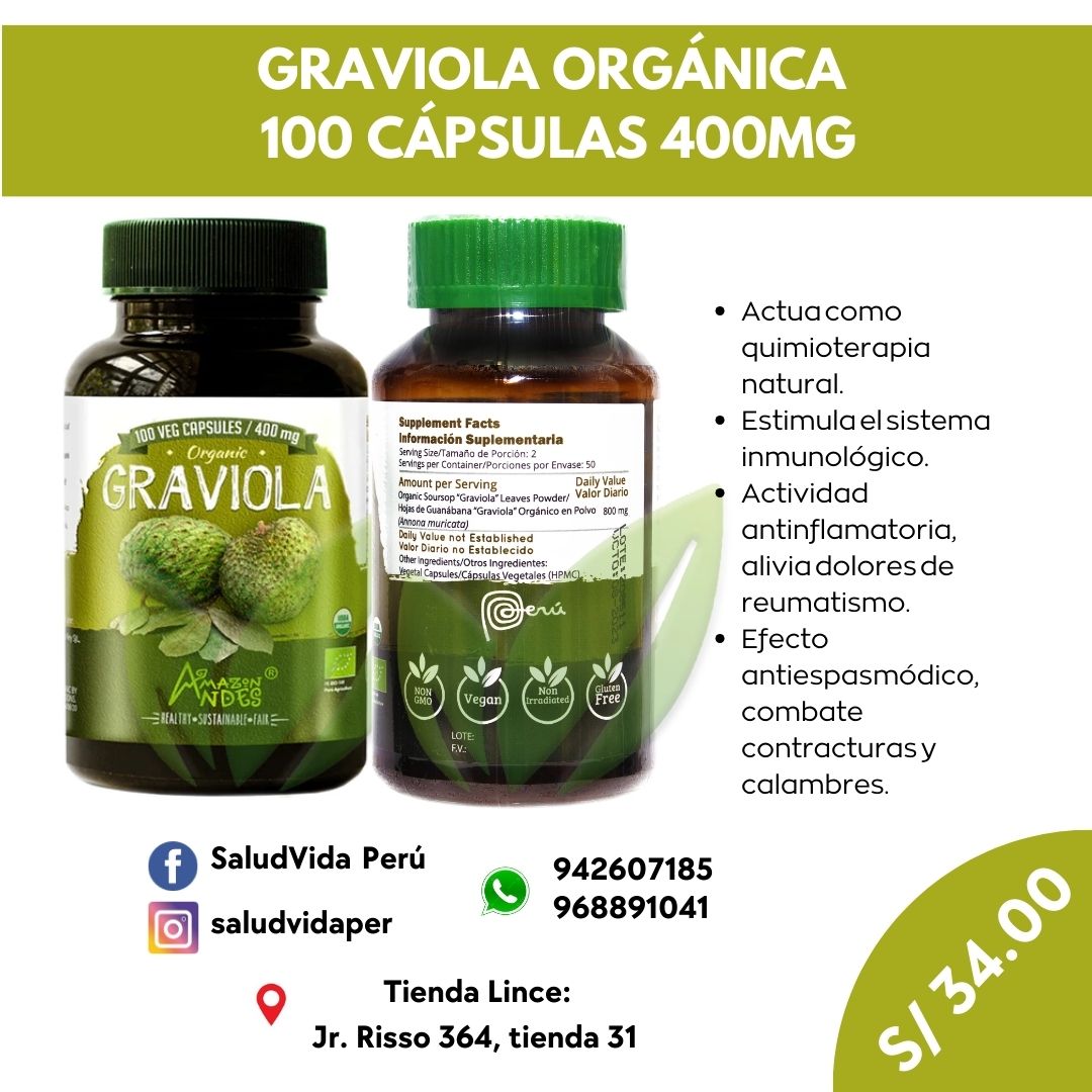 Graviola orgánica 400 mg | 100 cápsulas veg