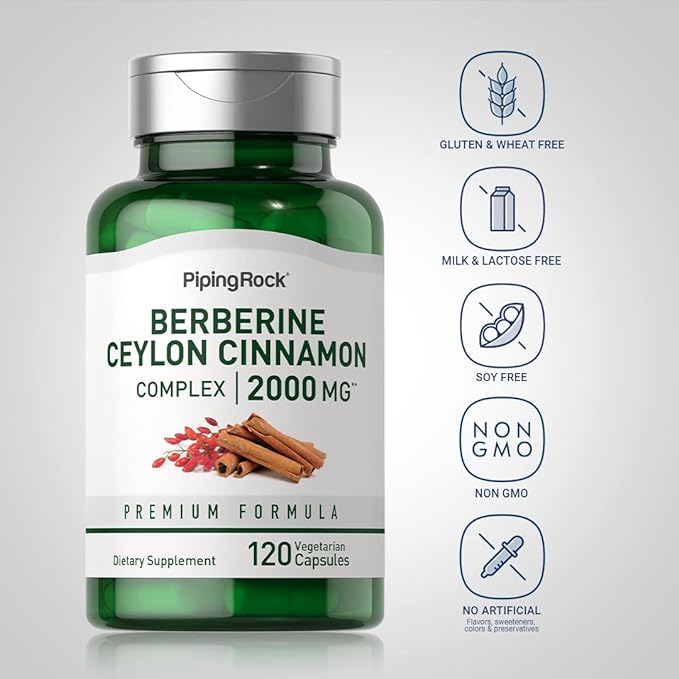 Berberina con canela Ceilán 2,000 mg | 120 cápsulas