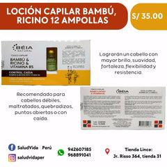 LOCIÓN CAPILAR BAMBÚ & RICINO CON VITAMINA B5 - CAÍDA Y  QUIEBRE DEl CABELLO