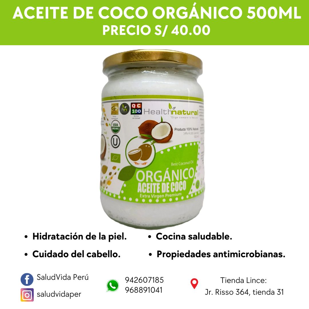 ACEITE DE COCO ORGÁNICO EXTRA VIRGEN 500ML. | Sobre peso, Alzheimer, Antiinflamatorio y Metabolismo.