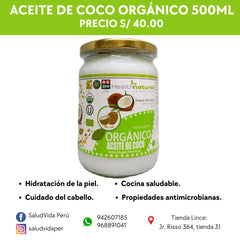 Aceite de Coco Orgánico Extra Virgen 500ml. | Sobre peso, Alzheimer, antiinflamatorio y metabolismo.