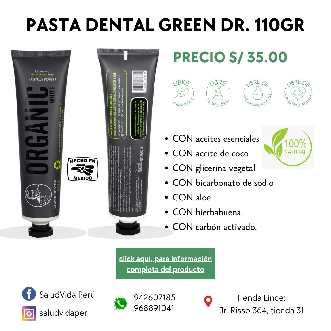 Pasta dental sin flúor, libre de químicos, parabenos, sulfatos y azúcar.  110grs.