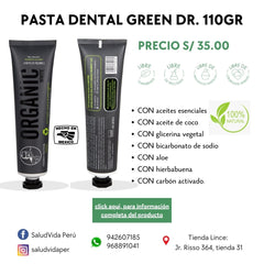 Pasta dental sin flúor, libre de químicos, parabenos, sulfatos y azúcar.  110grs.