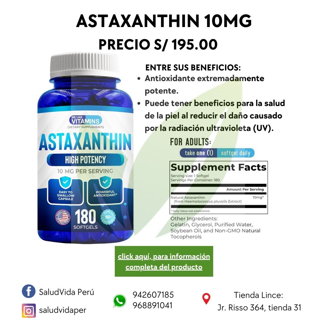 Astaxanthin 10mg  - 180 cápsulas