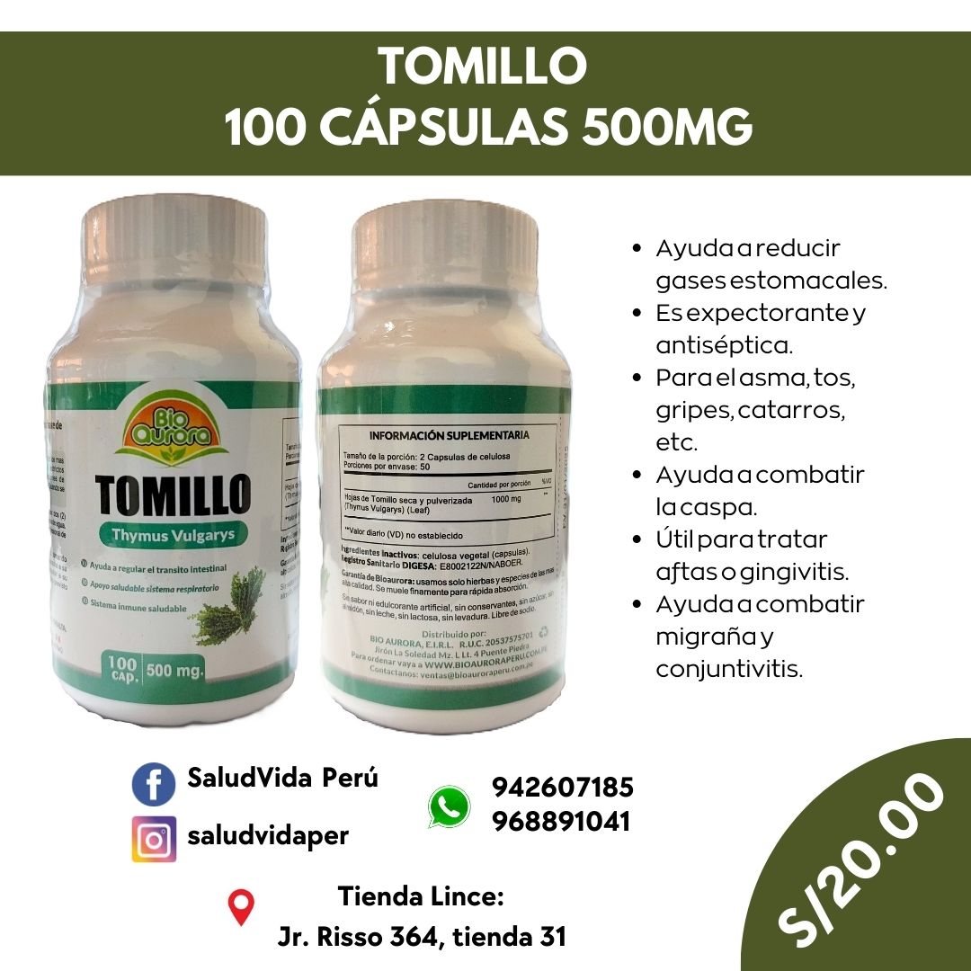 Tomillo 500mg. 100 cápsulas