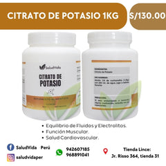 Citrato de potasio (grado alimenticio) 1 Kg