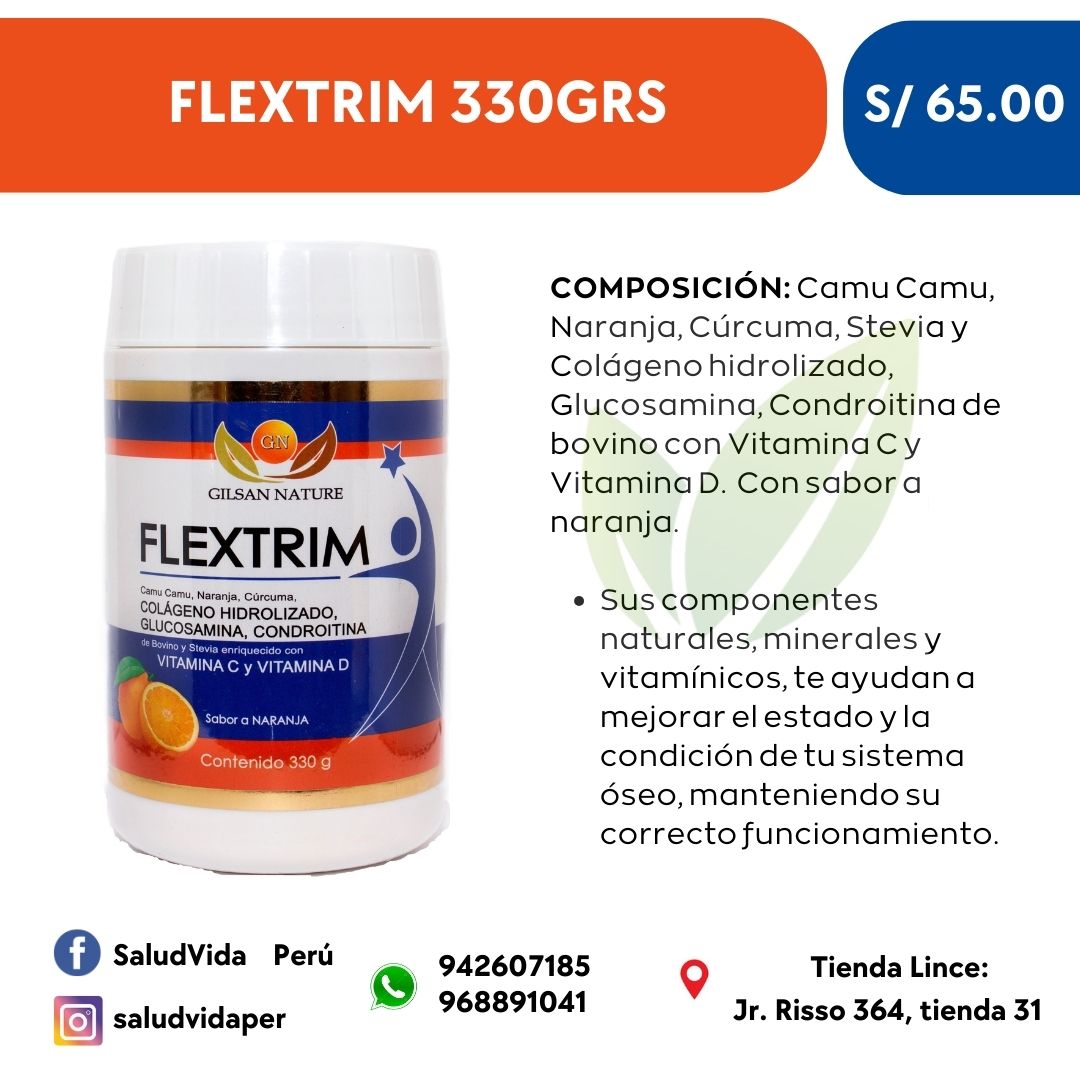 FLEXTRIM  330grs..Colágeno, Glucosamina  Artritis - Artrosis- Articulaciones - Piel