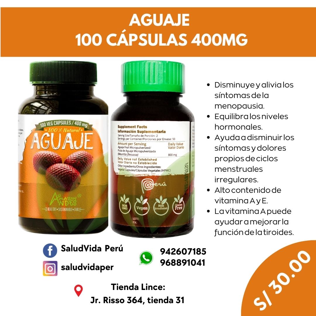 Aguaje 400 mg | 100 cápsulas veg.