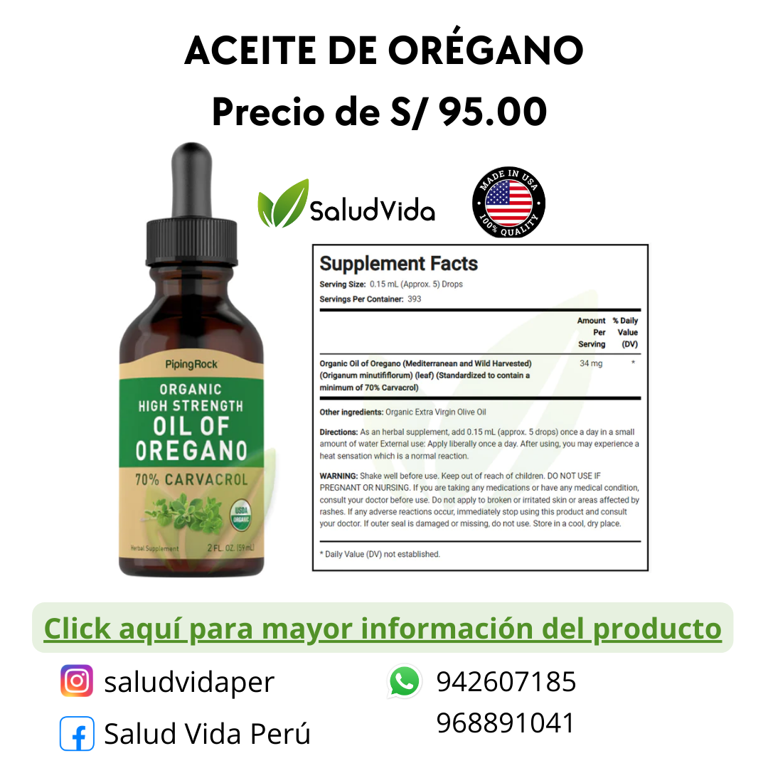 Aceite de orégano orgánico 70% carvacrol | 59 ml