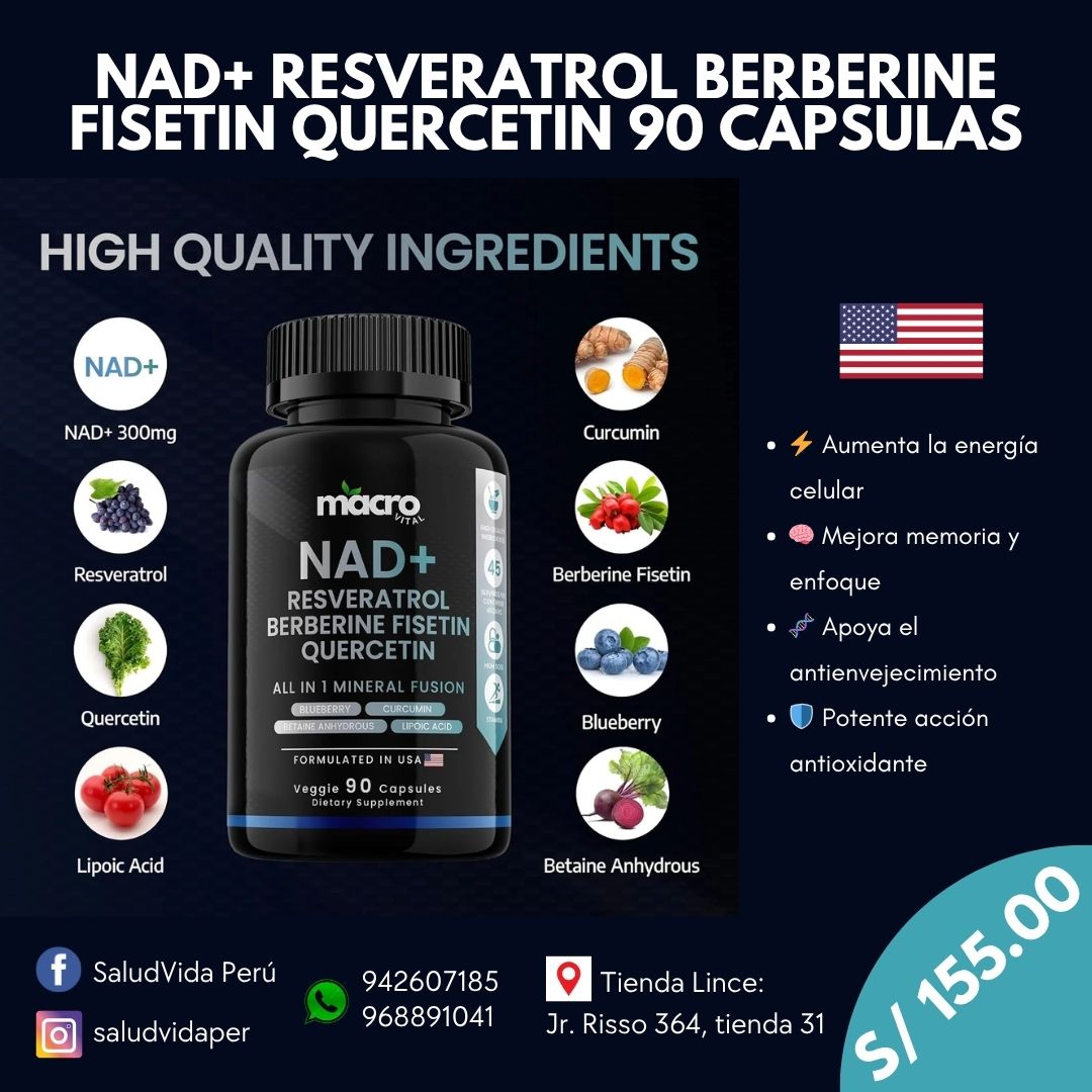 NAD TRANS-RESVERATROL 90 CÁPSULAS - Longevidad. Vence 22.12.26