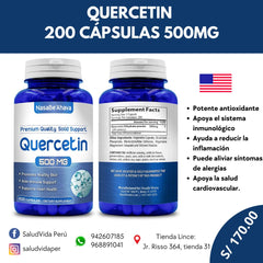 QUERCETINA 500MG 2000 CÁPS. | Antioxidante, Antiiflamatorio, Anticancerígeno, Alergias, Asma.