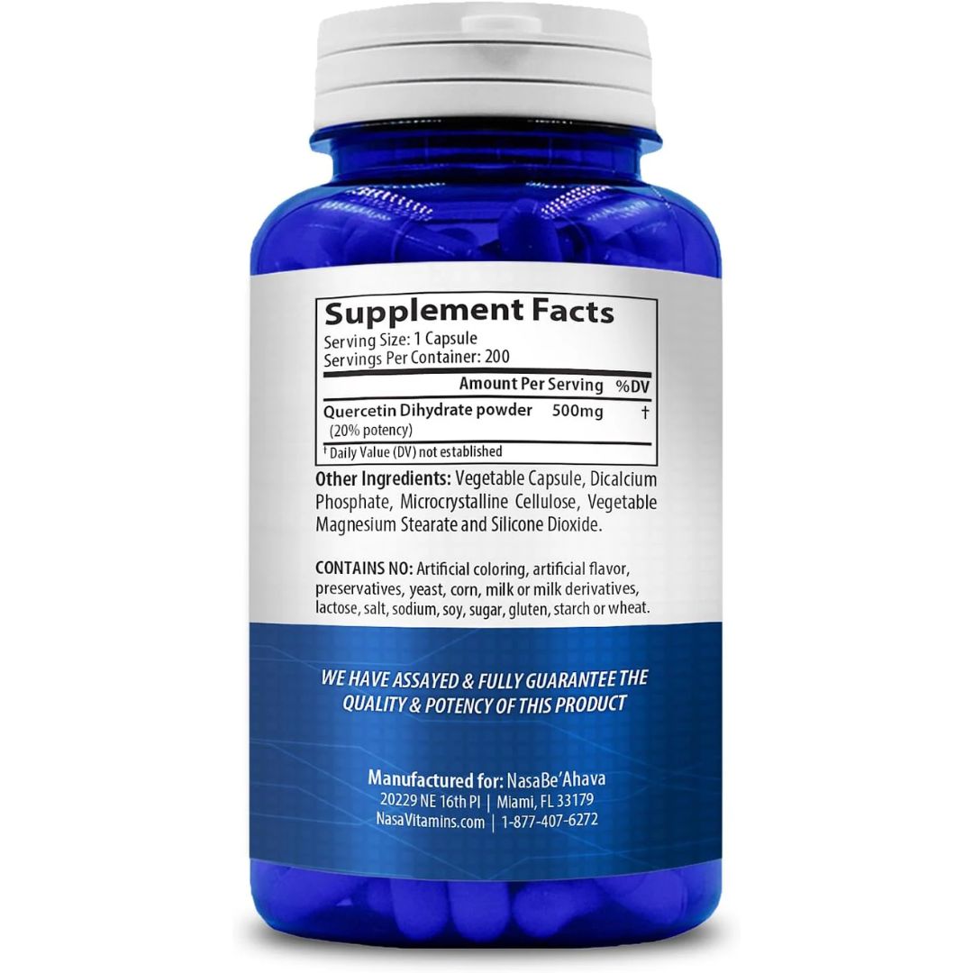 QUERCETINA 500MG 2000 CÁPS. | Antioxidante, Antiiflamatorio, Anticancerígeno, Alergias, Asma.