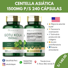 Gotu Kola o Centella Asiática 1500mg. p/s 180 cápsulas