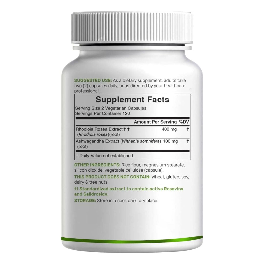 Rhodiola con Ashwagandha 5000mg. p/s 240 cápsulas | Ansiedad, Estrés.