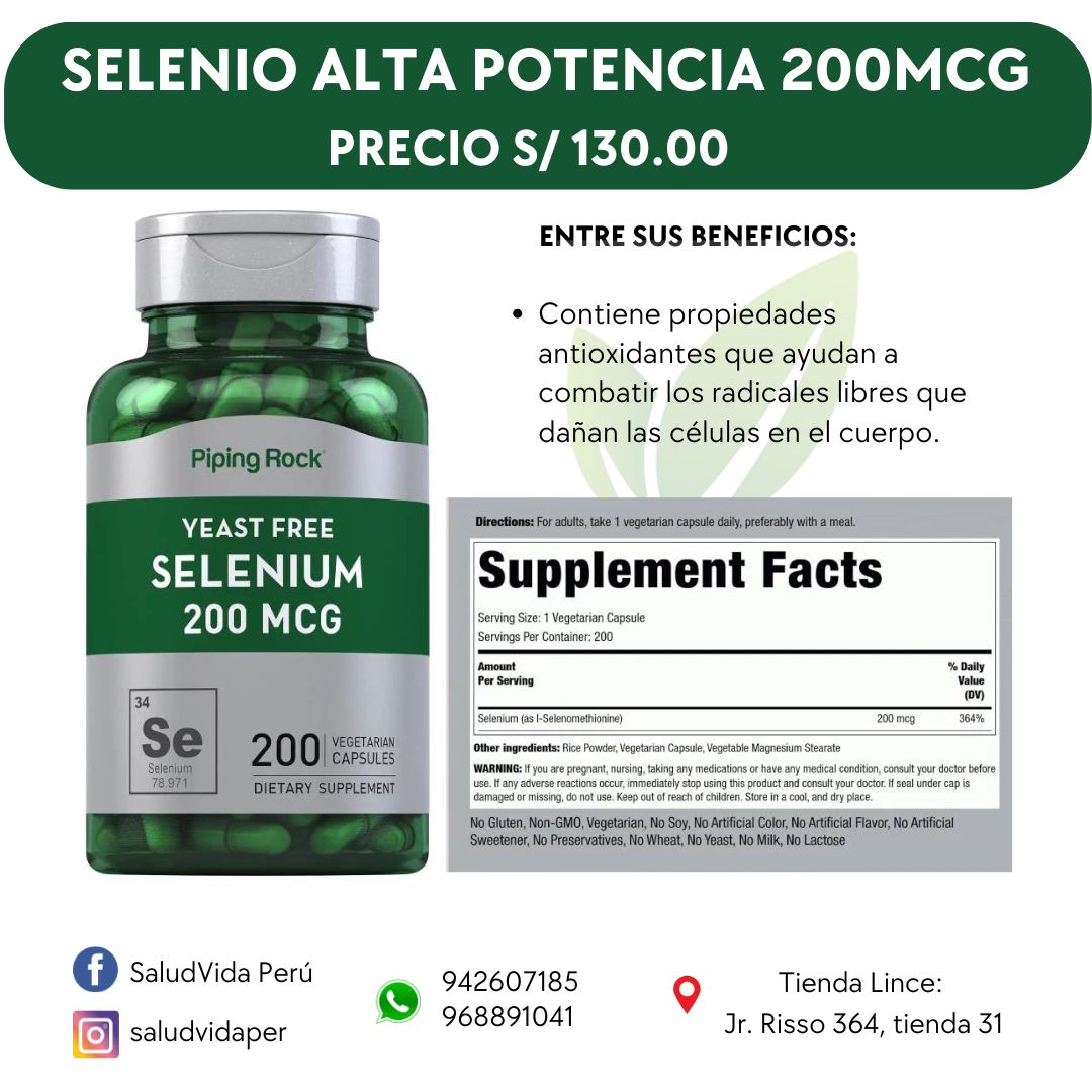 Selenio  200 mcg | 200 tabletas vegetarianas