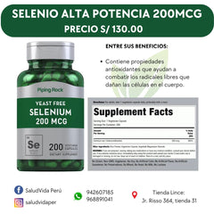 Selenio  200 mcg | 200 tabletas vegetarianas