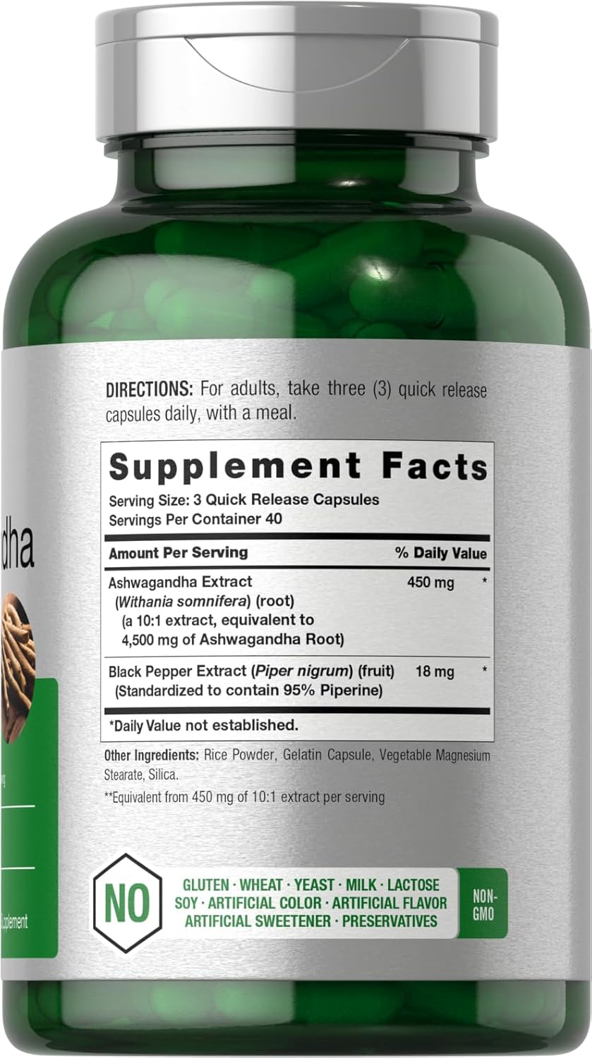 ASHWAGANDHA 4500MG P/S 120 CÁPSULAS | Estrés, Ansiedad, Sueño, Antiinflamatorio, Equilibrio hormonal.