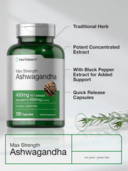 ASHWAGANDHA 4500MG P/S 120 CÁPSULAS | Estrés, Ansiedad, Sueño, Antiinflamatorio, Equilibrio hormonal.
