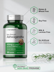 ASHWAGANDHA 4500MG P/S 120 CÁPSULAS | Estrés, Ansiedad, Sueño, Antiinflamatorio, Equilibrio hormonal.