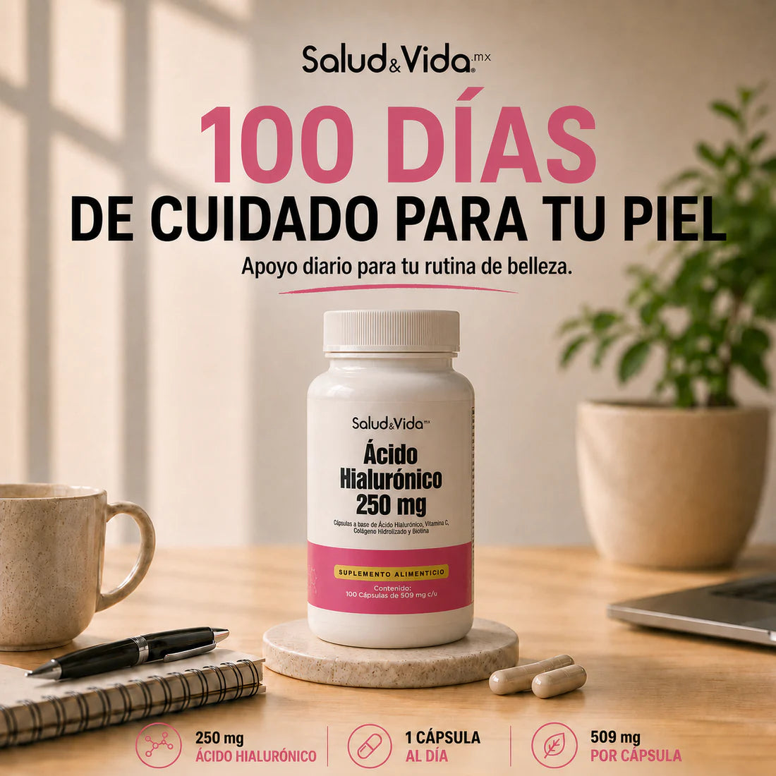 Ácido Hialurónico 250mg 100 cápsulas