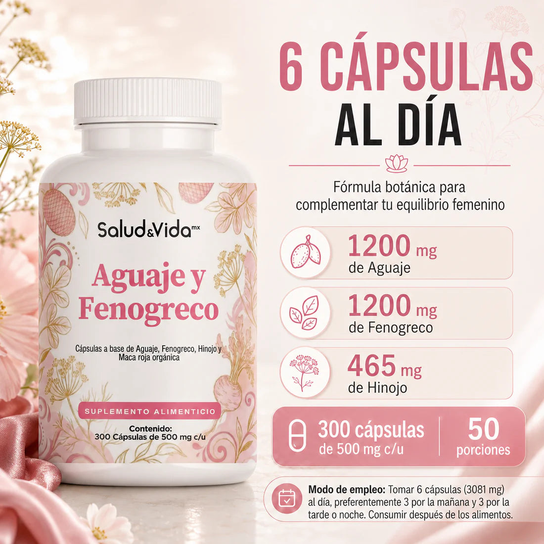 Aguaje Fenogreco Hinojo 300 caps