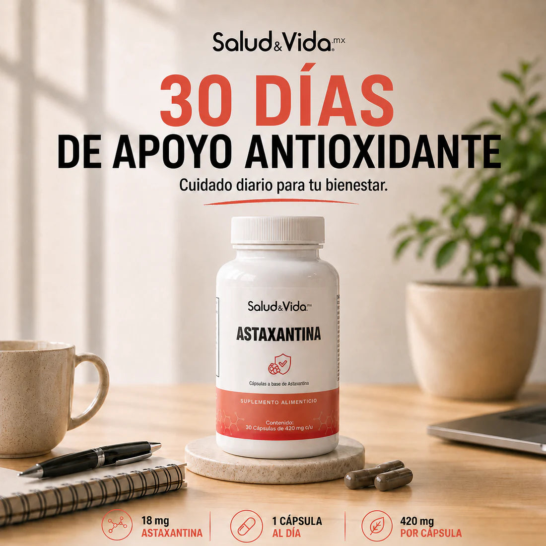 Astaxantina 30 Cápsulas
