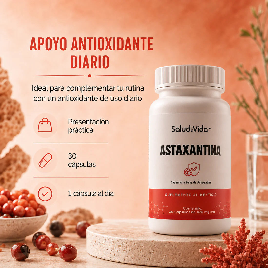 Astaxantina 30 Cápsulas