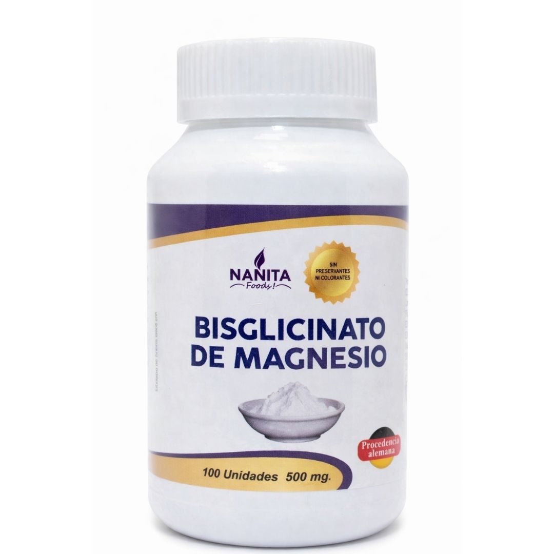 BISGLICINATO DE MAGNESIO 500MG 100 Cáp.| Sueño, Estrés, Ansiedad, Función muscular y nerviosa. - Salud Vida Peru