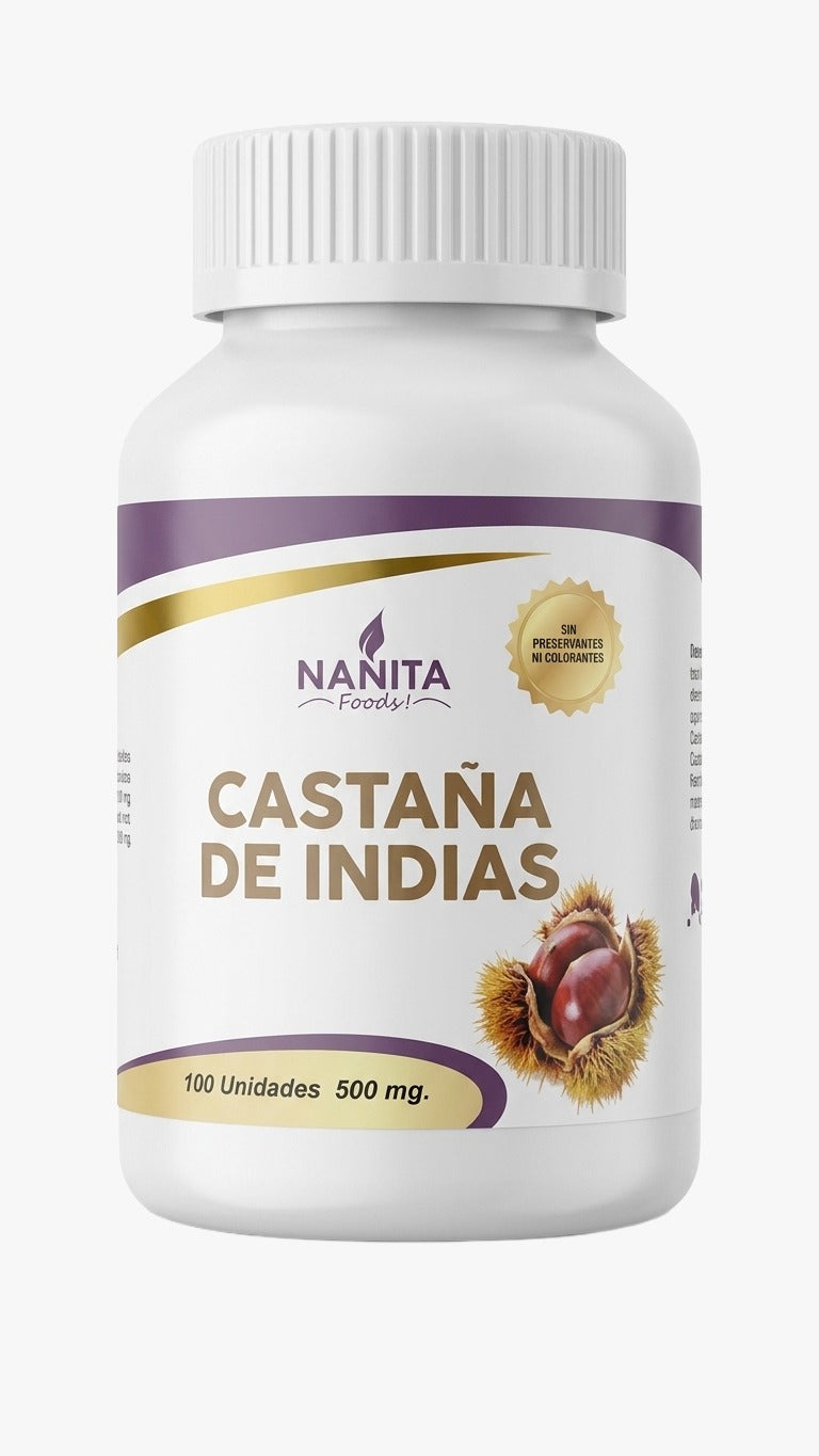 Castaña de Indias 500mg. 100 cápsulas-Nanita  Circulación, Hinchazón, Varices