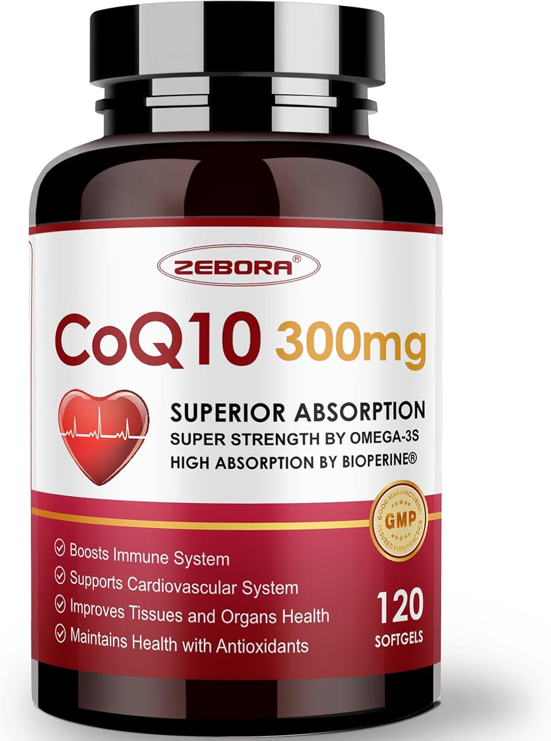 COQ-10 300MG. 120 CÁPSULAS | Presión arterial alta , Rendimiento físico, Antioxidante.