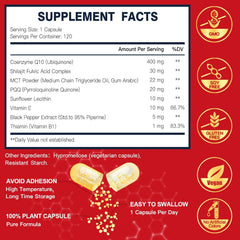 COQ-10  400MG. 120 CÁPSULAS | Presión arterial alta , Rendimiento físico, Antioxidante.