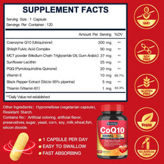 COQ-10 300MG. 120 CÁPSULAS | Presión arterial alta , Rendimiento físico, Antioxidante.