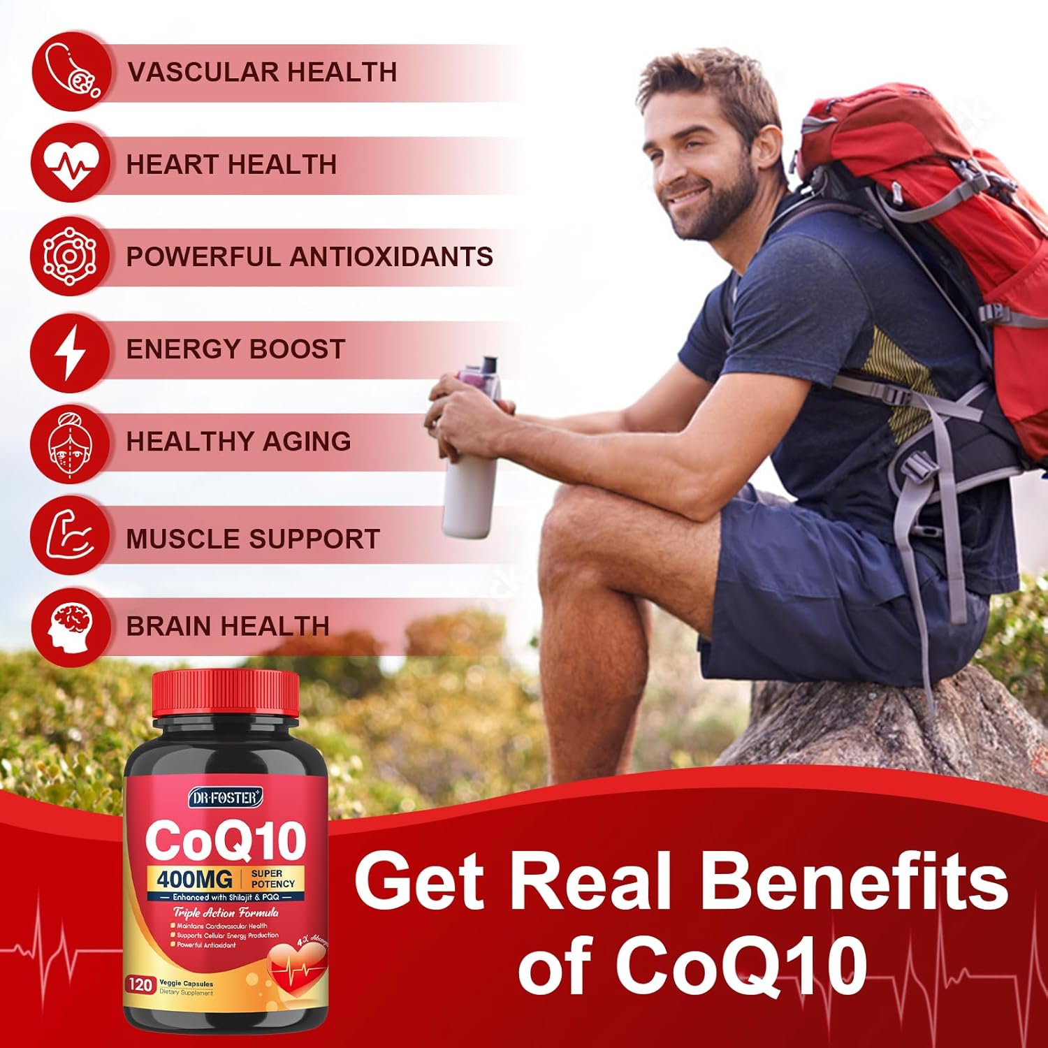 COQ-10  400MG. 120 CÁPSULAS | Presión arterial alta , Rendimiento físico, Antioxidante.