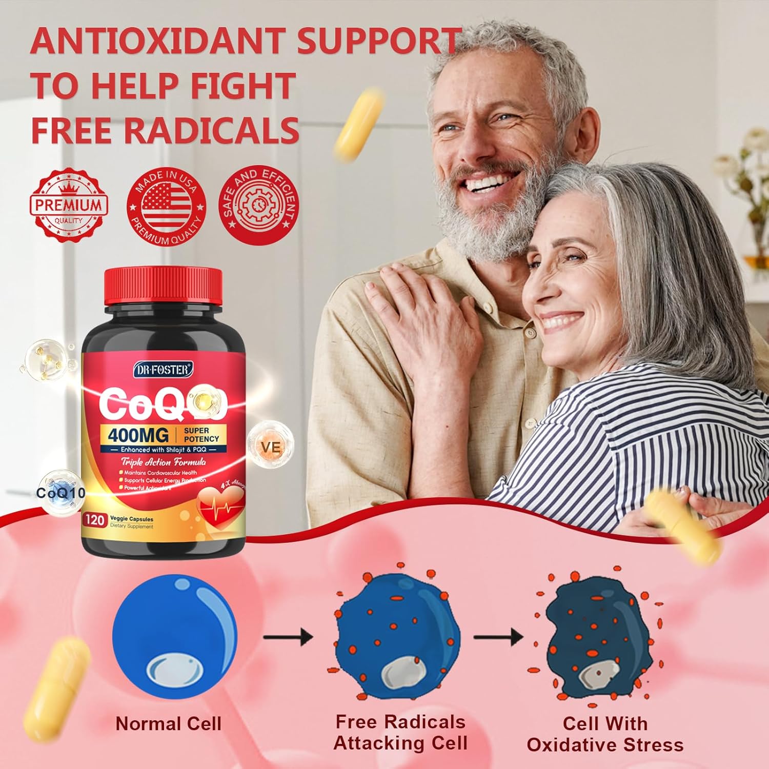 COQ-10  400MG. 120 CÁPSULAS | Presión arterial alta , Rendimiento físico, Antioxidante.