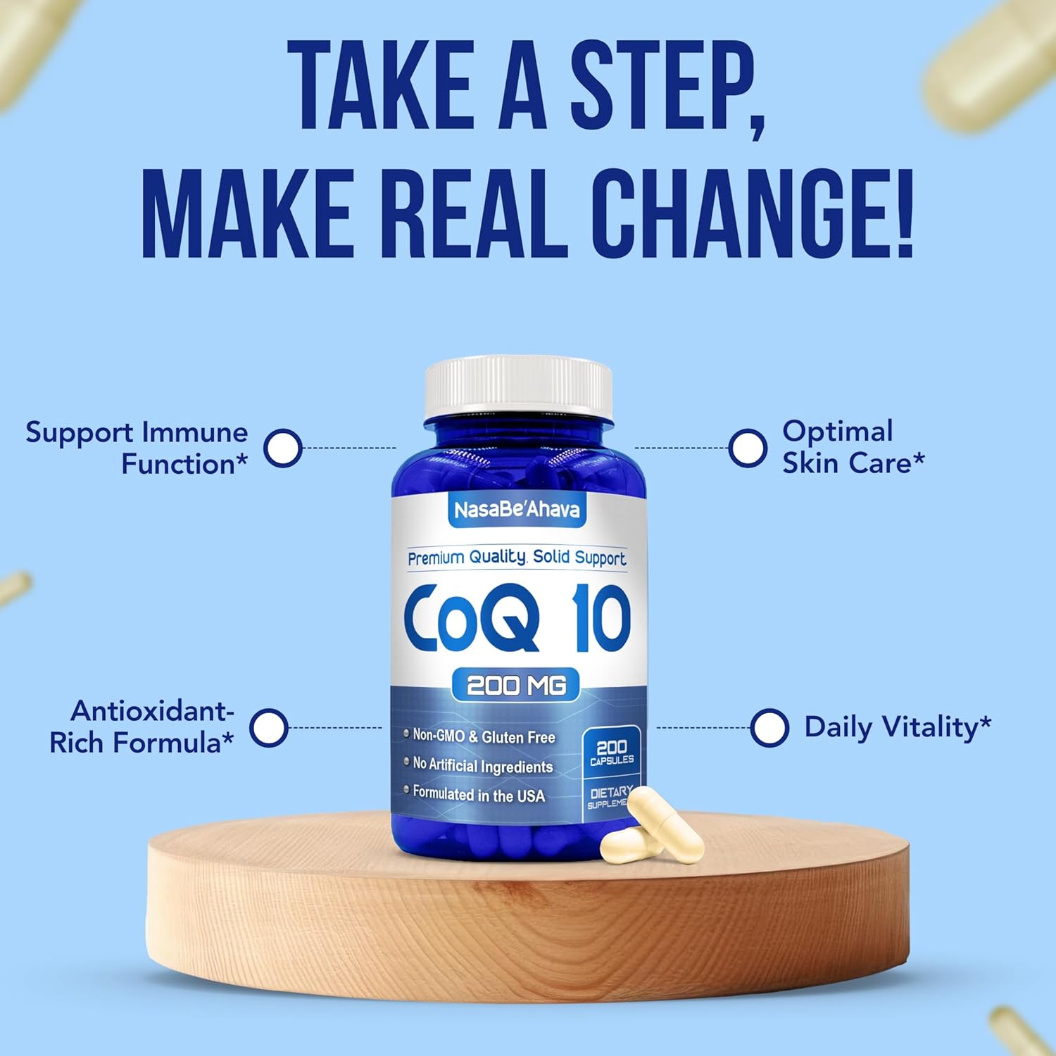 COQ-10 200mg. 200 cáps. | Presión arterial alta , Rendimiento físico, Antioxidante.