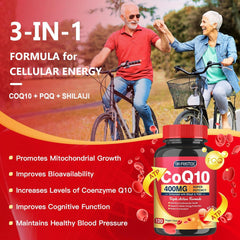 COQ-10  400MG. 120 CÁPSULAS | Presión arterial alta , Rendimiento físico, Antioxidante.