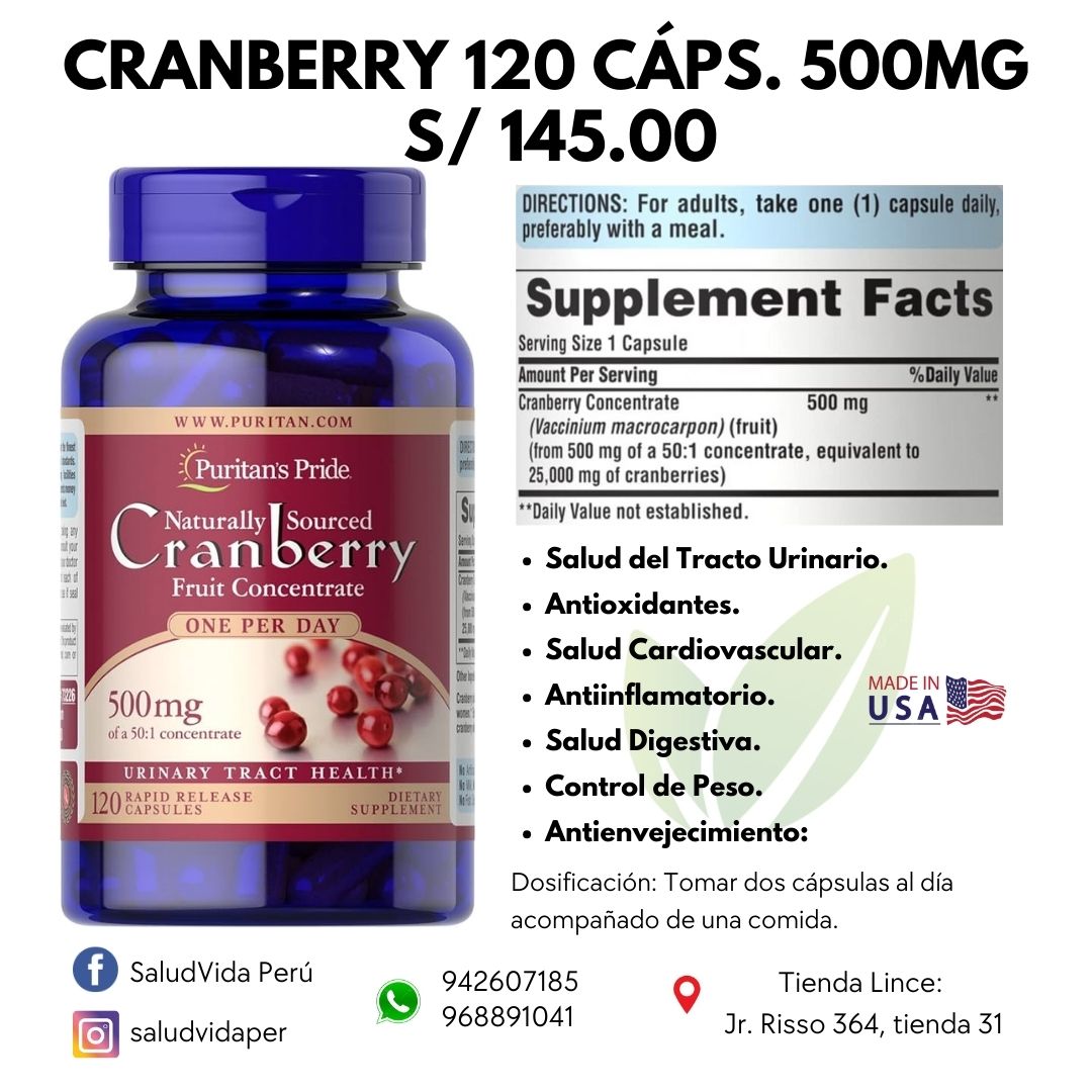Cranberry (arándano) 500 mg | 120 cápsulas