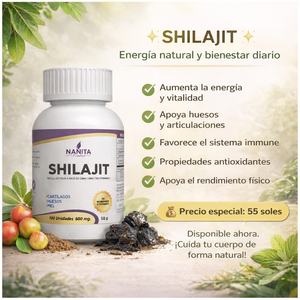 Shilajit 500mg. 100 CÁPSULAS | Antioxidante, Articulaciones, Fertilidad, Testosterona, Desintoxicante.