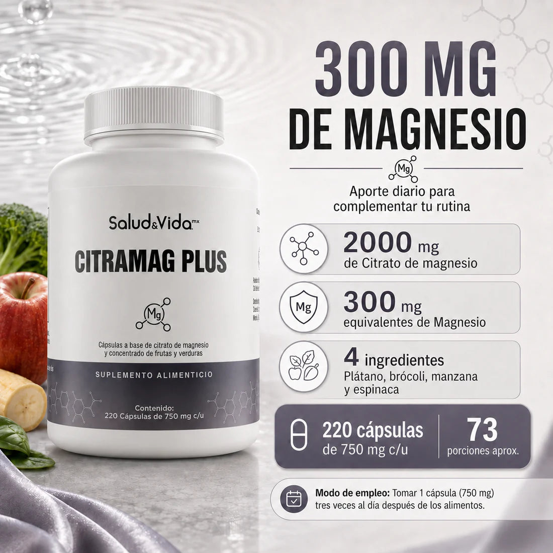 Citramag Plus 750 mg 220 Cápsulas