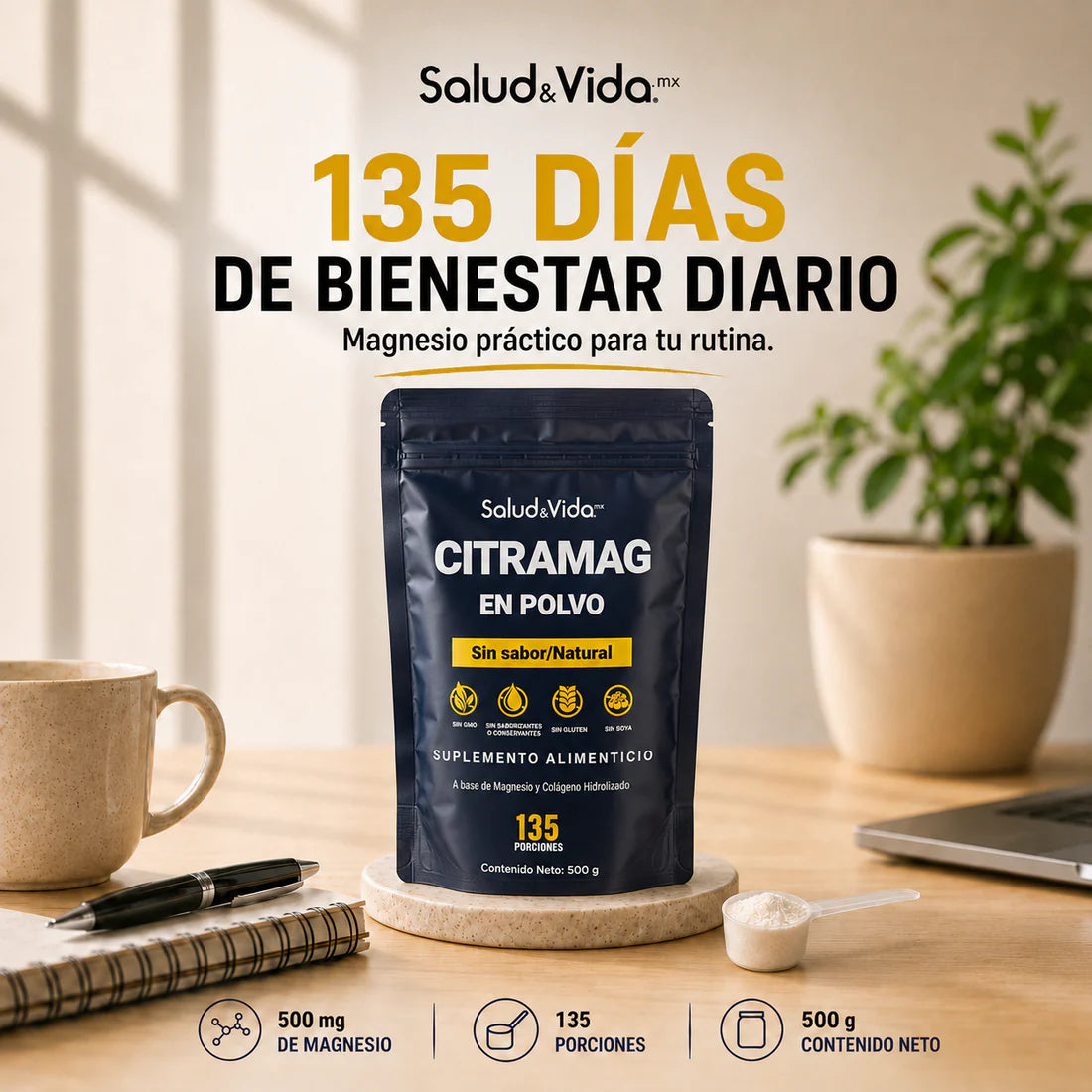 Citrato de magnesio en polvo 500g