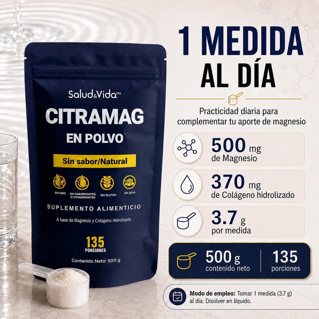 Citrato de magnesio en polvo 500g