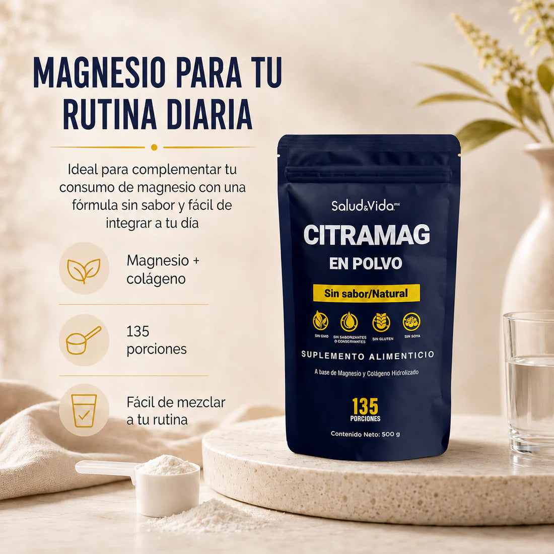 Citrato de magnesio en polvo 500g