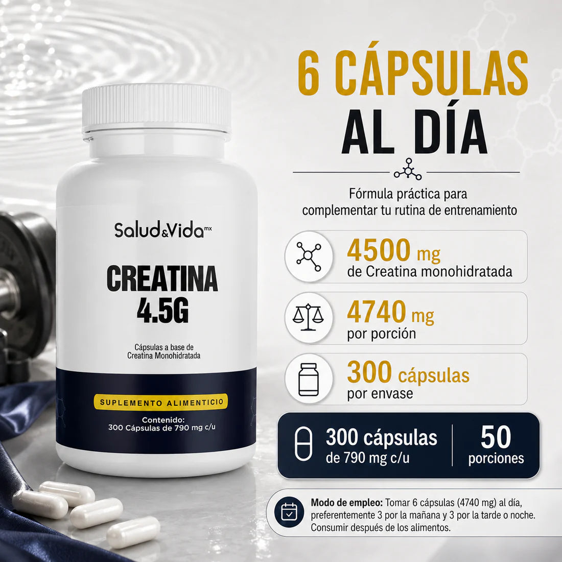Creatina 4.5G 300 Cápsulas