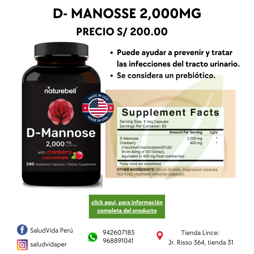D-Mannose con cranberry 1000 mg p/s | 200 cápsulas -