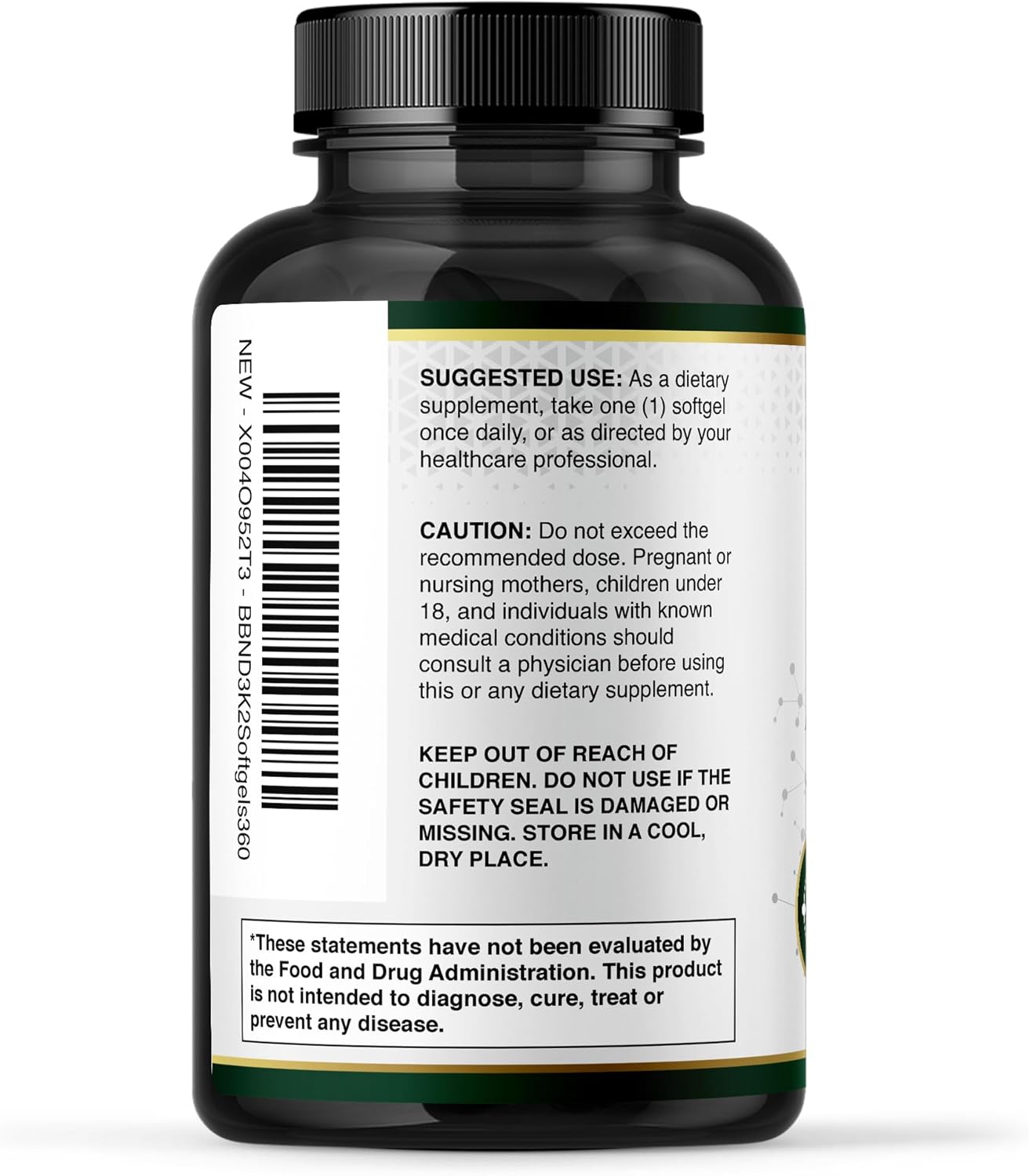 VITAMINA D3 (5000 IU) + K2 (100 MCG) 300 SOFTGELS | Huesos, Infecciones, Presión arterial, Estado de ánimo, Diabetes.