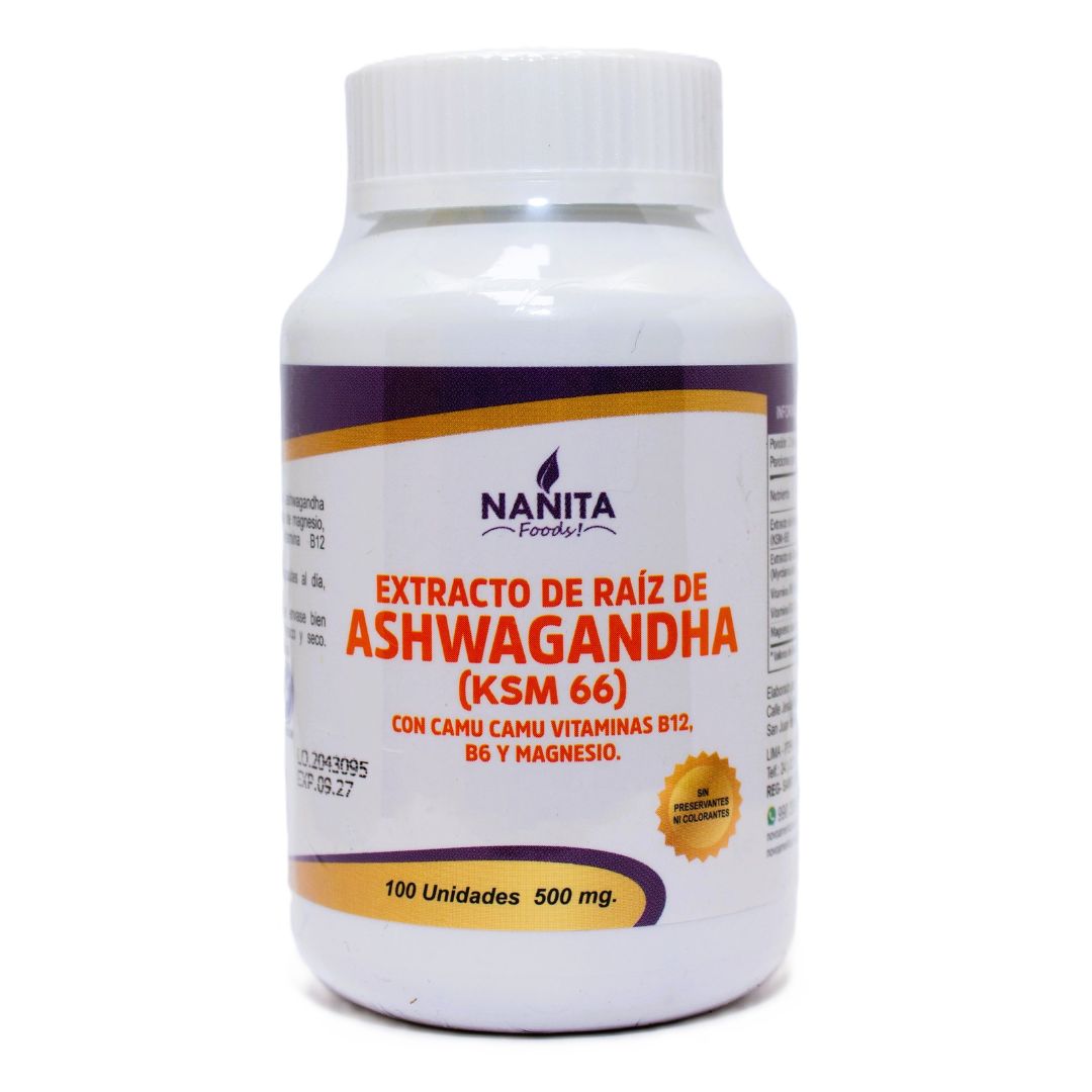 ASHWAGANDHA (KSM 66) 500mg. 100 cápsulas | Estrés, Ansiedad, Estado de ánimo, Antioxidante.