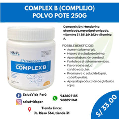 COMPLEJO B EFERVESCENTE  250G POLVO POTE | Energía, Estrés, Memoria, Piel, Anemia.