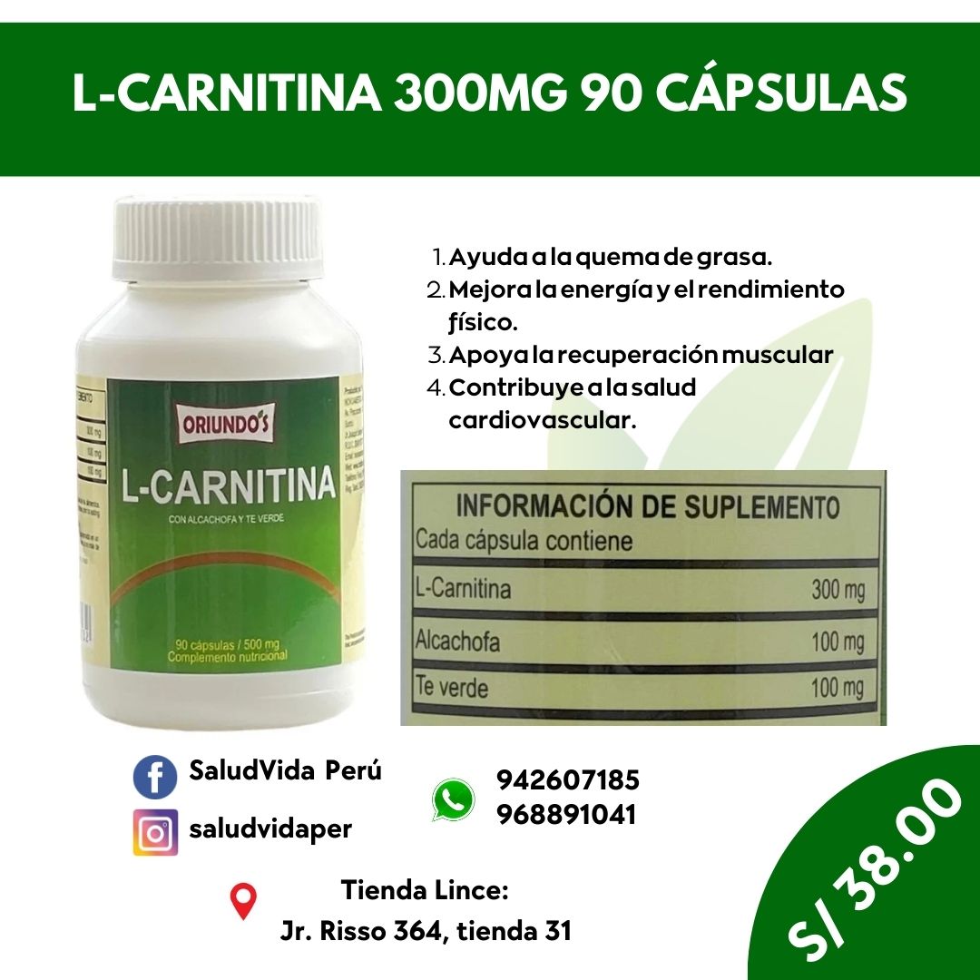 L-Carnitina 90 cpsulas 500 mg | Energa, Control de peso Salud Vida Peru L-Carnitina 90 cpsulas 500 mg | Energa, Control de peso Salud Vida Peru