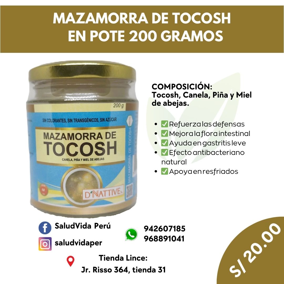 TOCOSH MAZAMORRA 200G | Antibiótico natural, Energizante, Probiótico, Estómago.