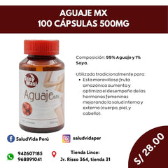 AGUAJE 100 CÁPSULAS 500MG | Antioxidante, Digestión, Sistema reproductivo.